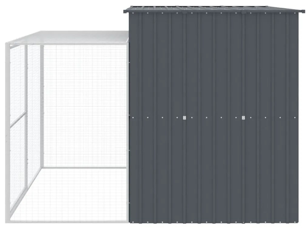 vidaXL Σπιτάκι Σκύλου με Αυλή Ανθρακί 214x253x181 εκ. Γαλβαν. Χάλυβας