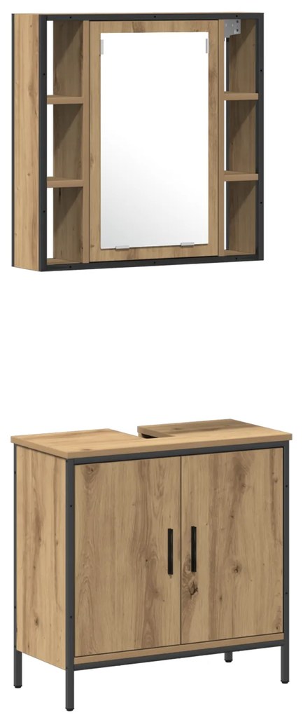 vidaXL Ντουλάπα Μπάνιου Άρτεσιν Όκ 33x33x185.5 cm Επεξεργασμένο Ξύλο