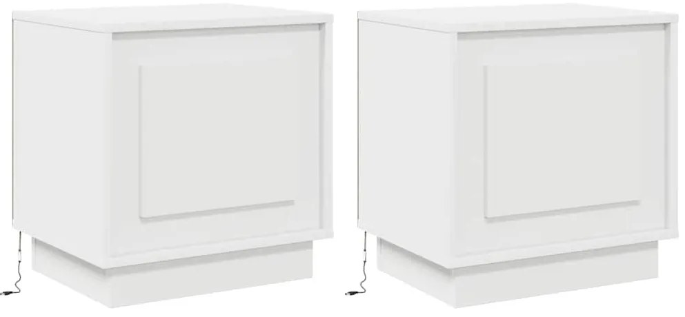 vidaXL Κομοδίνο 2 pcs Λευκό 44 x 34,5 x 45 εκ Επεξεργασμένο ξύλο
