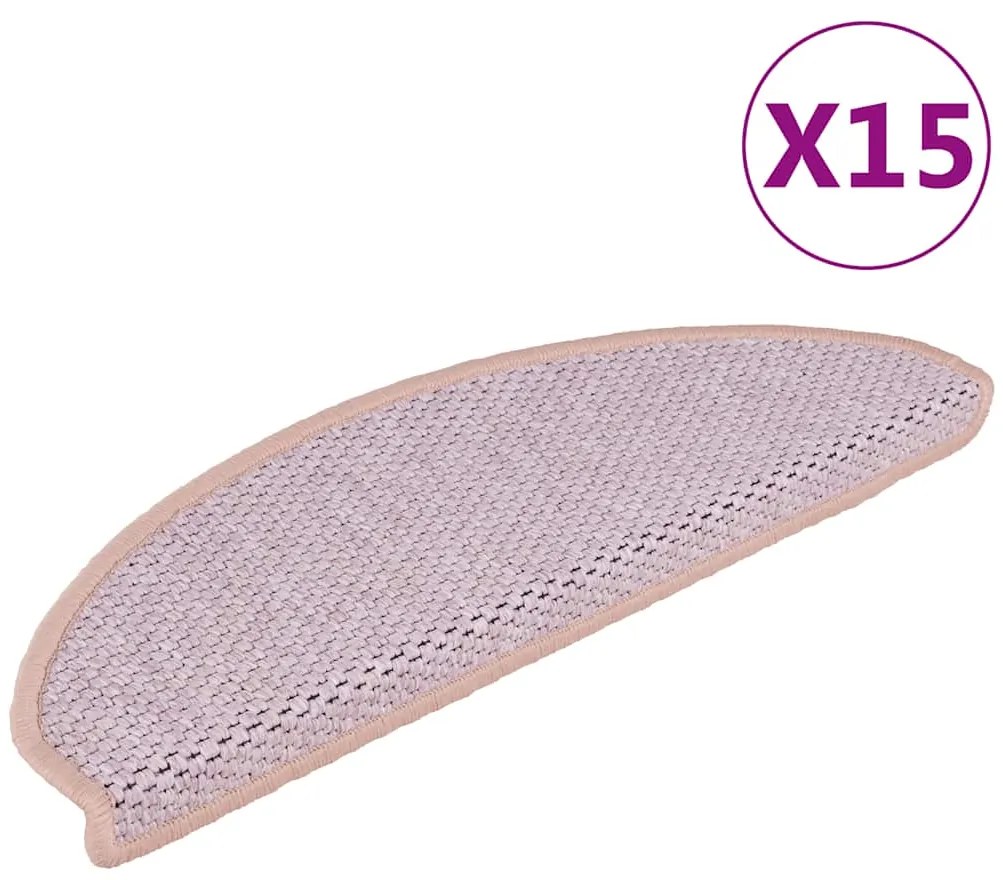 vidaXL Πατάκια Σκάλας Αυτοκόλ. 15 τεμ. Όψη Σιζάλ 65x21x4 εκ. Ροζ