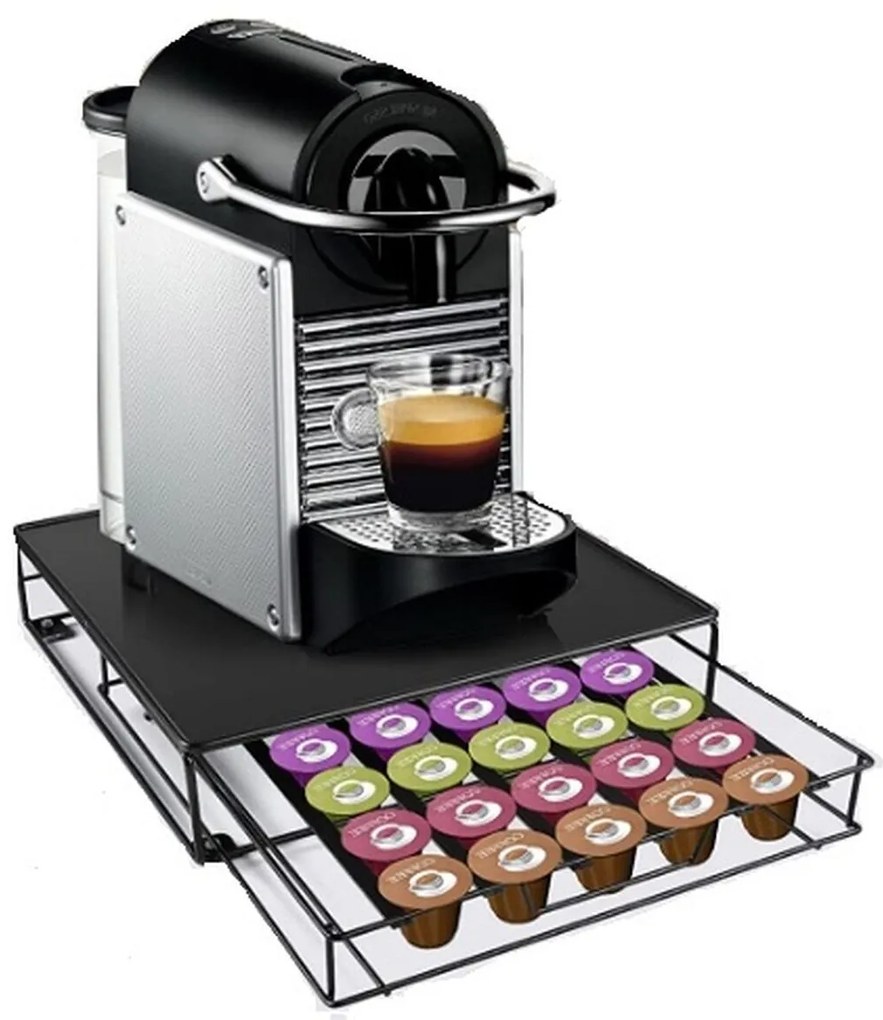 Διοργανωτής Κάψουλες Καφέ DKD Home Decor 21 x 31 x 7,5 cm Μαύρο Μέταλλο
