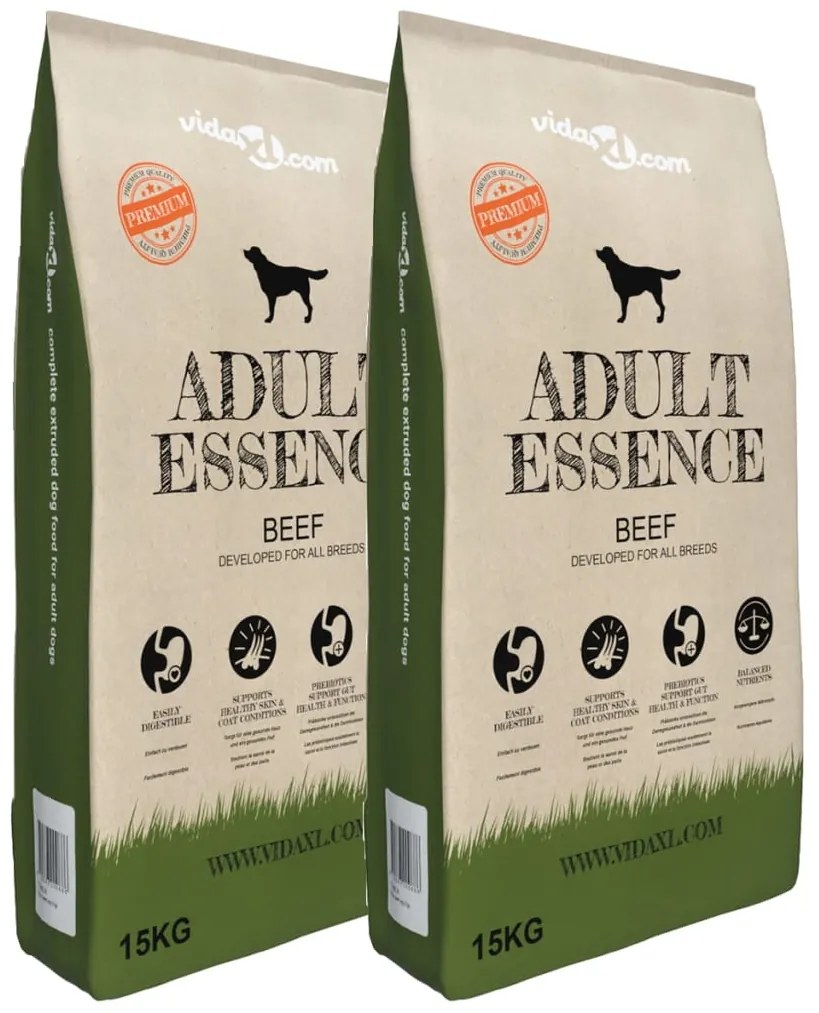 vidaXL Ξηρά Τροφή Σκύλων Premium Adult Essence Beef 2 τεμ. 30 κ.