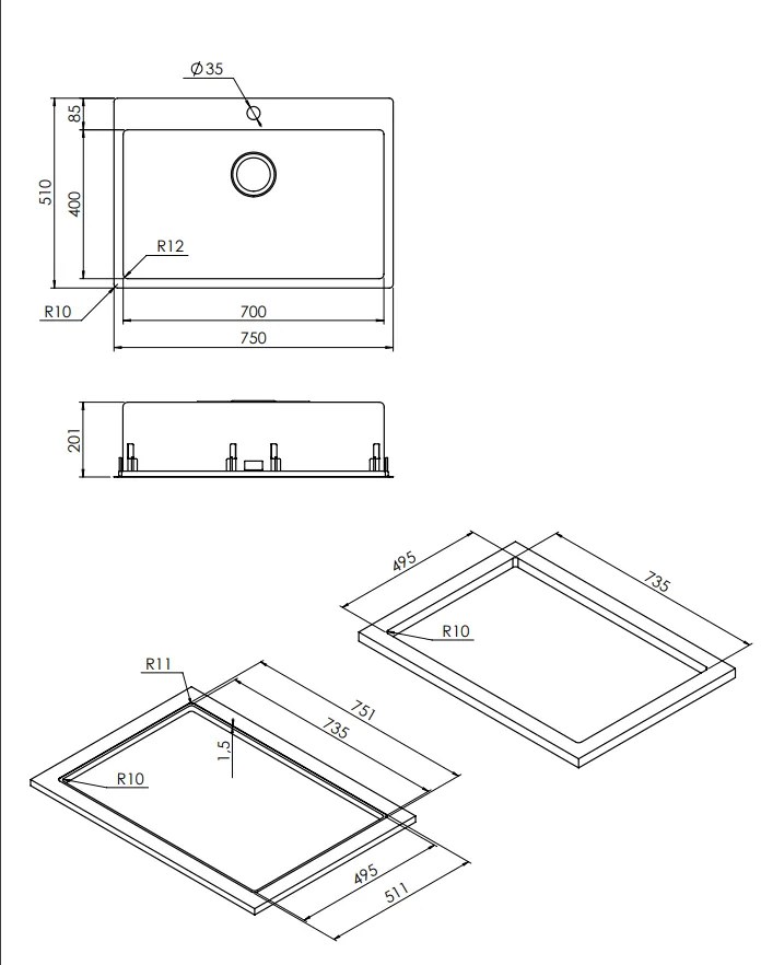 Νεροχύτης Apell Linear Plus