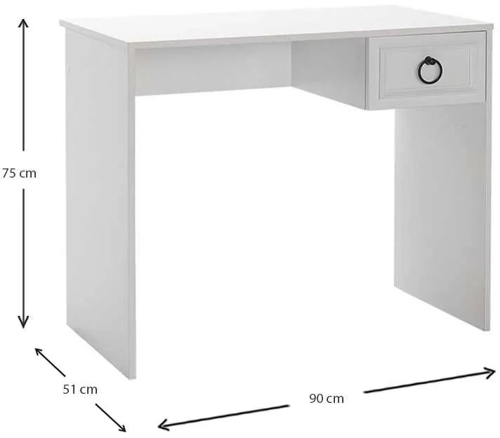 Γραφείο μελαμίνης Hampton Megapap χρώμα λευκό 90x51x75εκ.