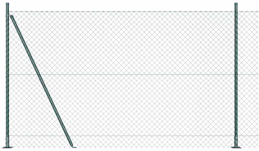 Φράχτης από αλυσίδα με στήλες Πράσινο 1.4 x 10 m Ατσάλι