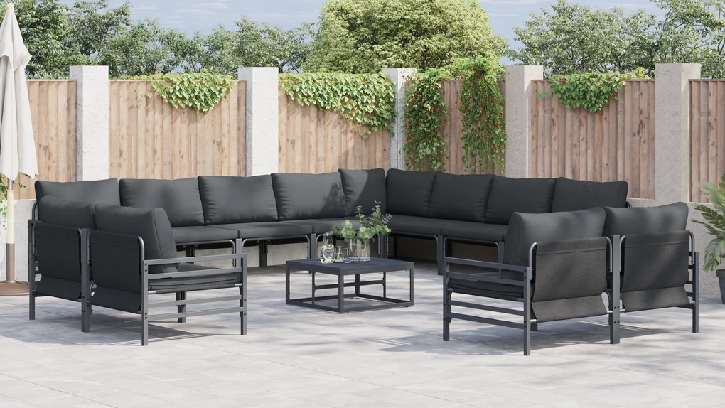 vidaXL Σετ Καναπέ Κήπου 13 pcs Ανθρακί Ατσάλι