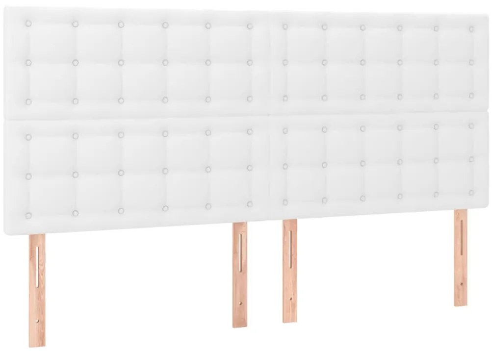 vidaXL Κρεβάτι Boxspring με Στρώμα Λευκό 200x200 εκ. Συνθετικό Δέρμα
