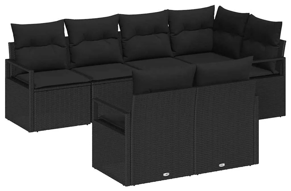 vidaXL Σετ Καναπέ Κήπου 7 pcs Μαύρο Πολυ ράταν