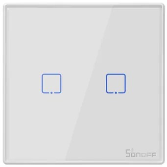 SONOFF smart διακόπτης T2EU2C-RF 433MHz, αφής, διπλός, λευκός