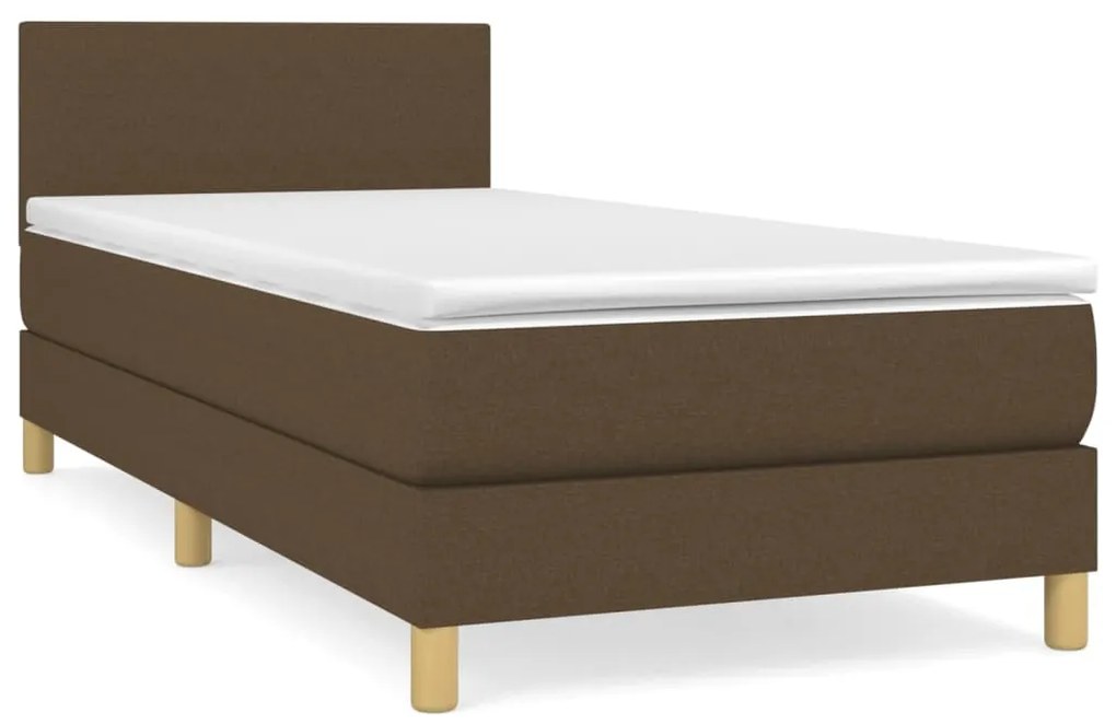 Κρεβάτι Boxspring με Στρώμα Σκούρο Καφέ 80x200 εκ. Υφασμάτινο - Καφέ