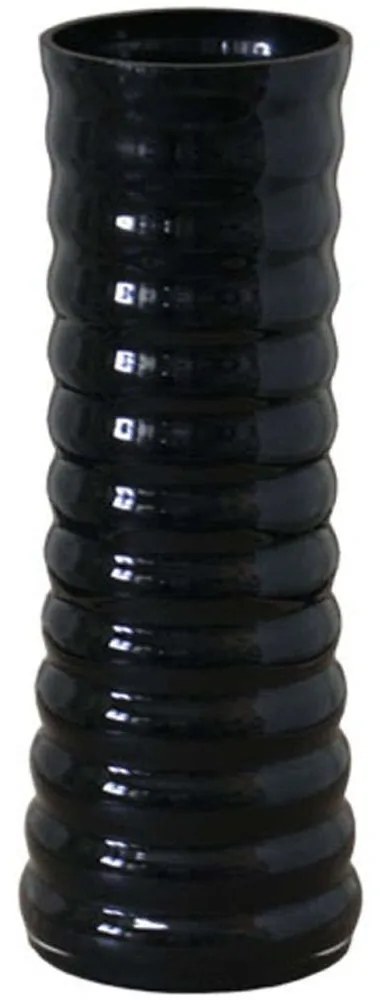 Βάζο Ριγέ 15-00-17830 30cm Black Marhome Glass