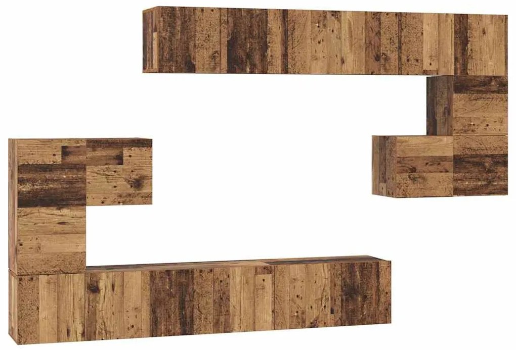 vidaXL Σετ επίπλου τηλεόρασης 10 pcs Παλαιό ξύλο 60 x 30 x 30 cm