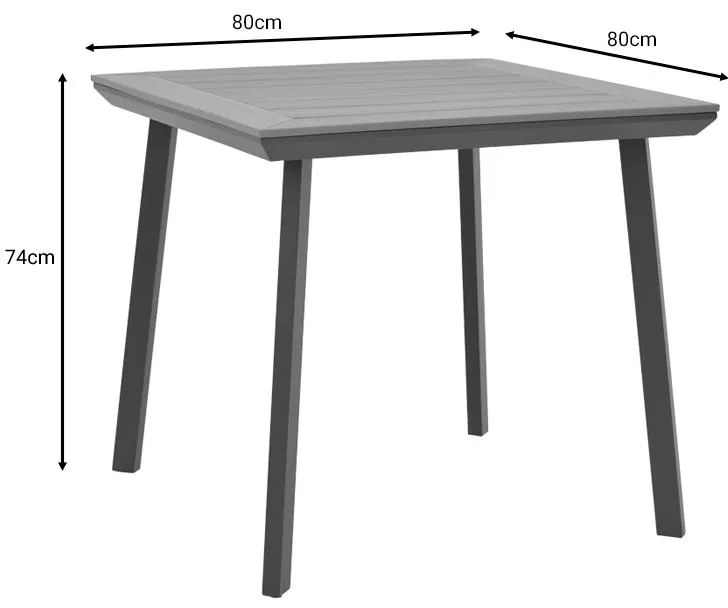 Τραπέζι Synergy αλουμίνιο ανθρακί-plywood φυσικό 80x80x74εκ 80x80x74 εκ.
