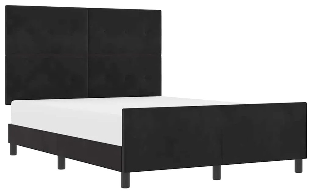 vidaXL Σκελετός Κρεβατιού με κεφαλάρι Μαύρο 140 x 190 cm Βελούδο
