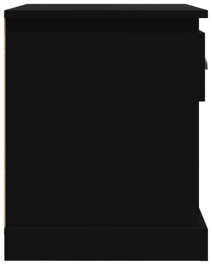 Κομοδίνα 2 τεμ. Μαύρα 39 x 39 x 47,5 εκ. από Επεξεργασμένο Ξύλο - Μαύρο
