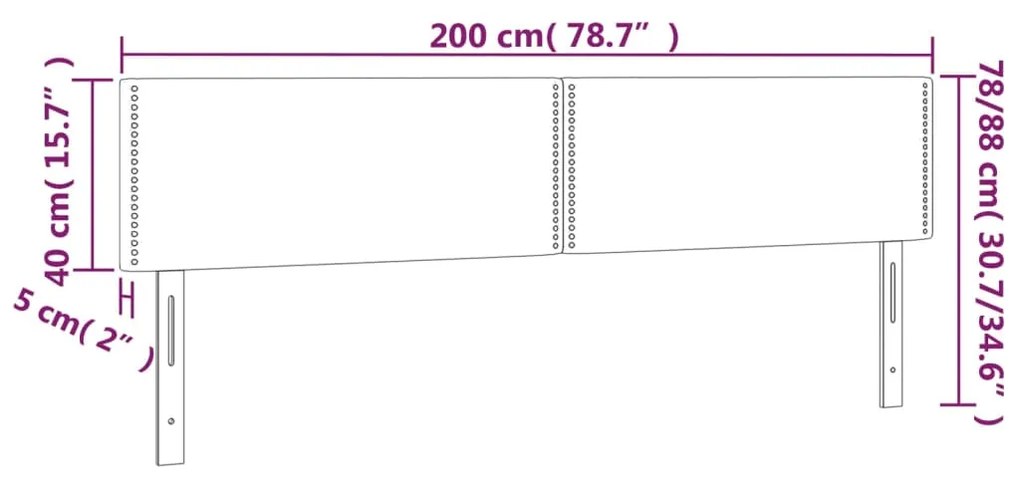 vidaXL Κεφαλάρι Κρεβατιού LED Μαύρο 200x5x78/88 εκ. Υφασμάτινο