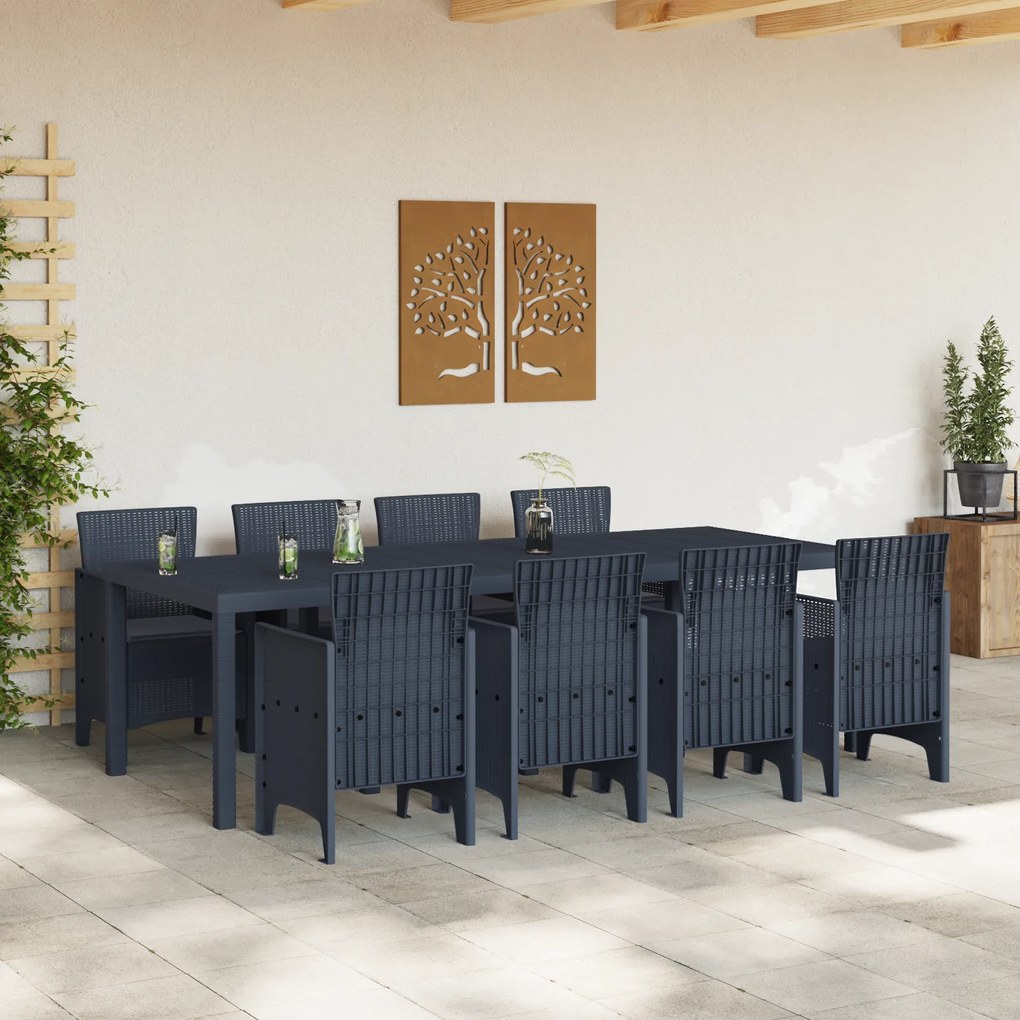vidaXL Σετ Τραπεζαρίας Κήπου 9 pcs Ανθρακί 250 x 100 x 73 εκ