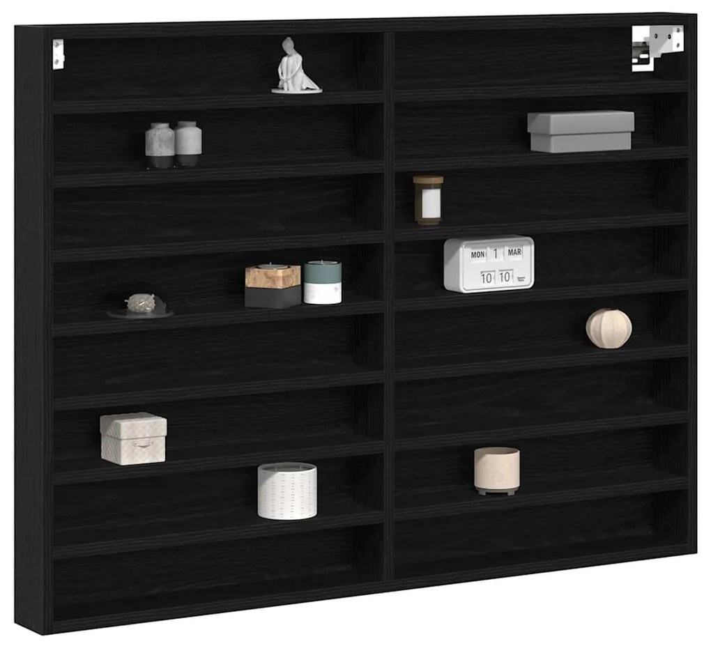 vidaXL Βιτρίνα με ράφι Μαύρη Οξυά 100 x 8,5 x 75 cm Επεξεργασμένο ξύλο