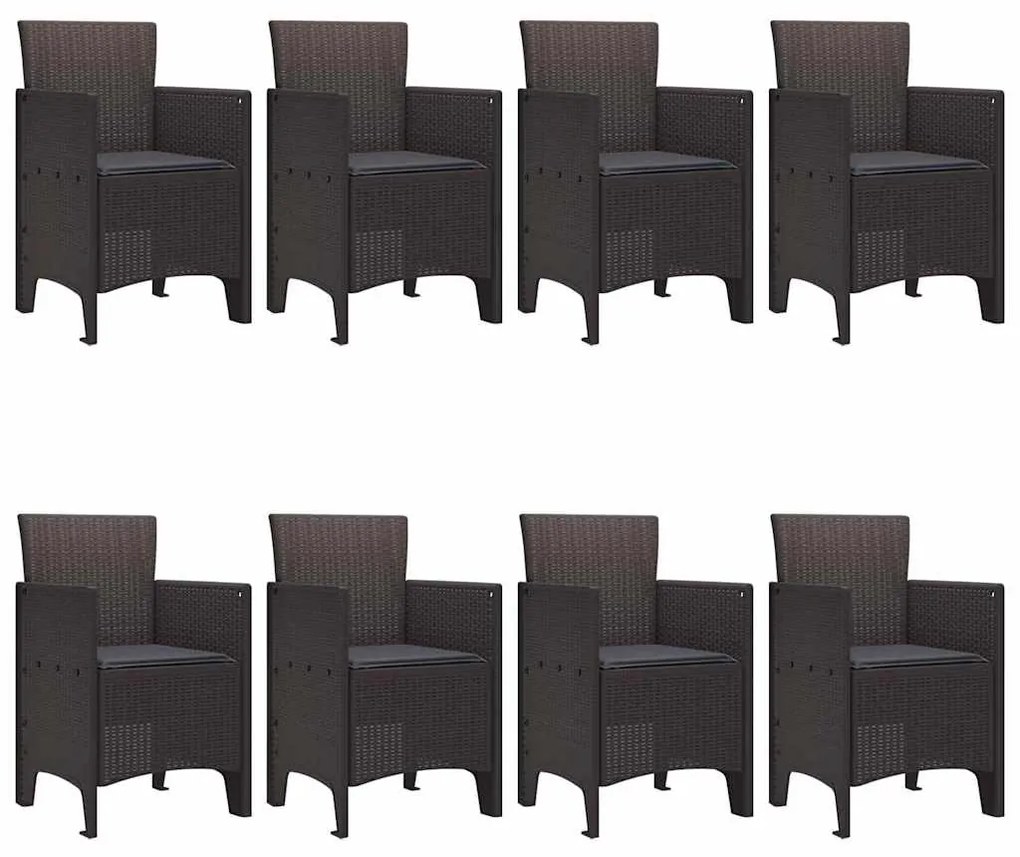 vidaXL Σέτ φαγητού για κήπο 9 pcs Καφέ Rattan Polt