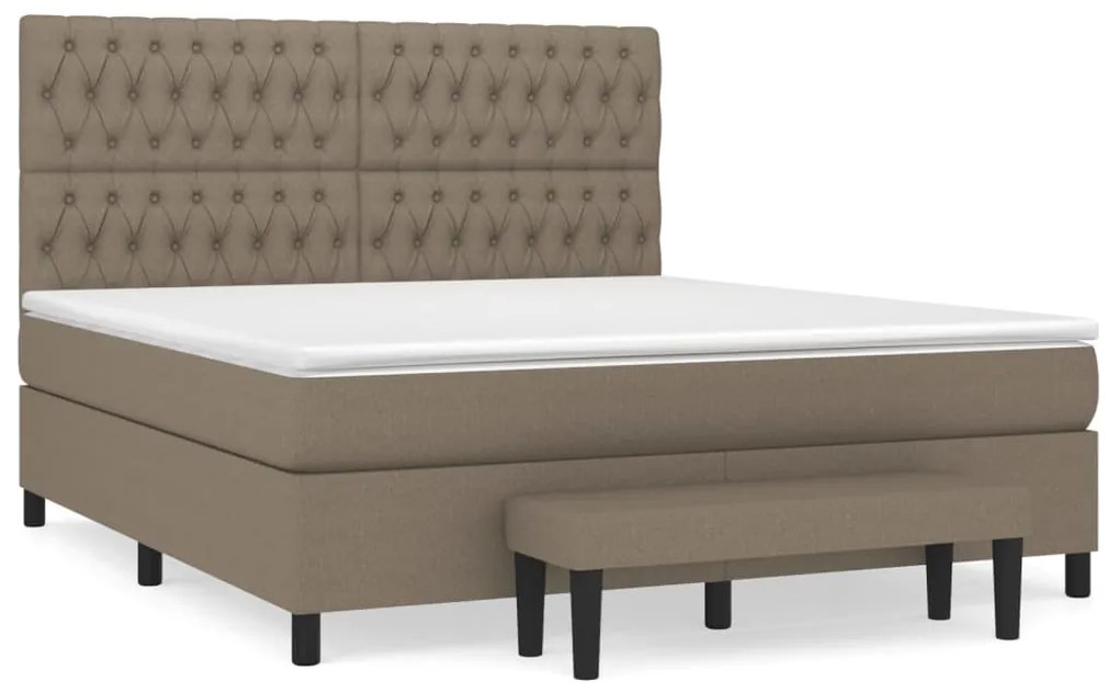 Κρεβάτι Boxspring με Στρώμα Taupe 180x200 εκ. Υφασμάτινο - Μπεζ-Γκρι