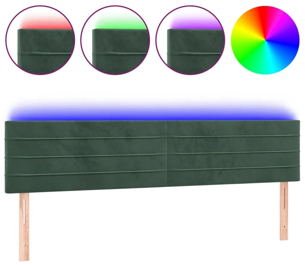 Κεφαλάρι Κρεβατιού LED Σκούρο Πράσινο 200x5x78/88 εκ. Βελούδινο 3121821