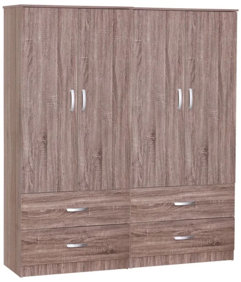 Ντουλάπα Τετράφυλλη Zelia Ι 249-000061 158x42x180cm Walnut Four Door