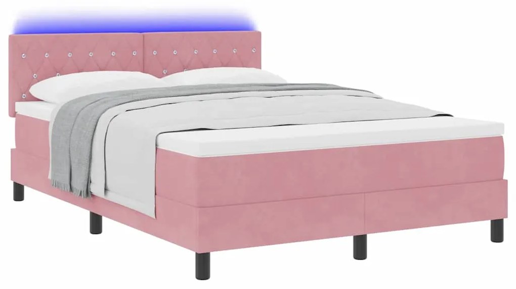 vidaXL Κρεβάτι με ελατήρια με στρώμα Ροζ 160 x 200 cm Βελούδο