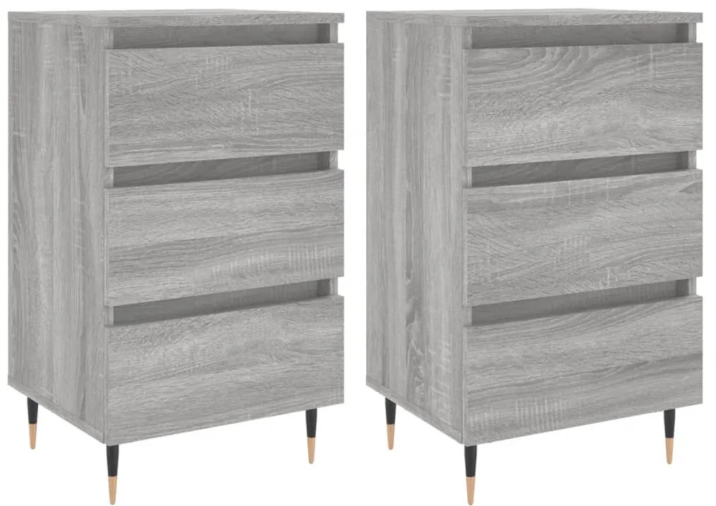vidaXL Κομοδίνα 2 τεμ. Γκρι Sonoma 40x35x69 εκ. από Επεξεργασμένο Ξύλο