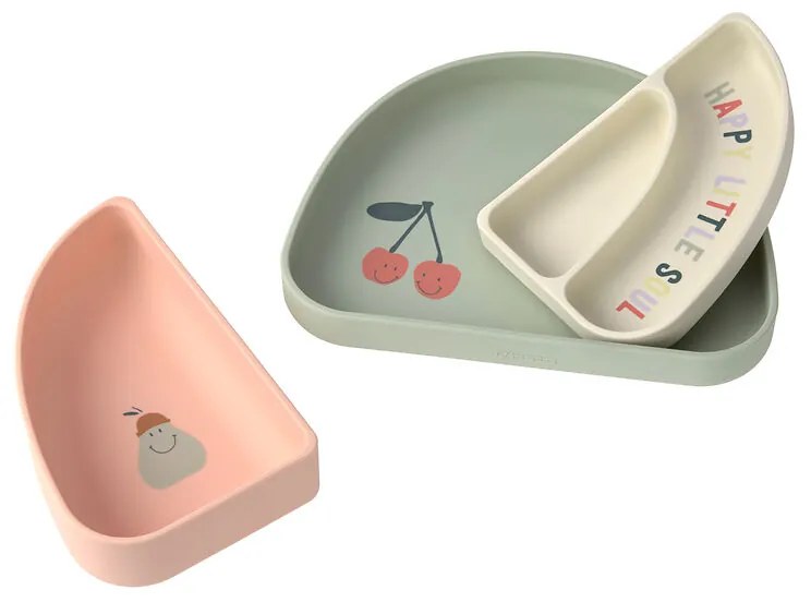 Laessig Set πιάτα σιλικόνης 3τεμ. Happy Fruits Cherry