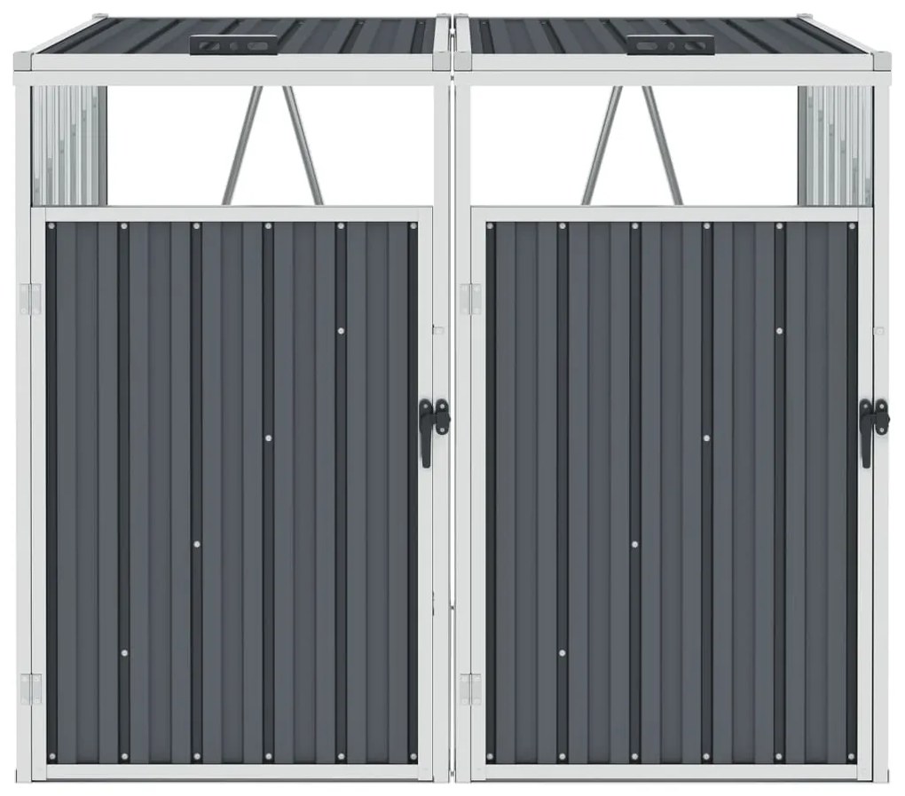 vidaXL Πλαίσιο Διπλό για Κάδους Γκρι 143 x 81 x 121 εκ. Ατσάλινο