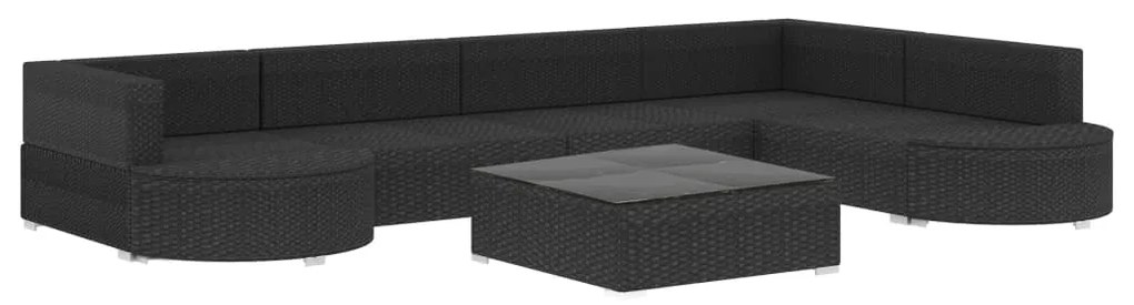 vidaXL Σαλόνι Κήπου 8 Τεμαχίων Μαύρο από Συνθετικό Ρατάν με Μαξιλάρια