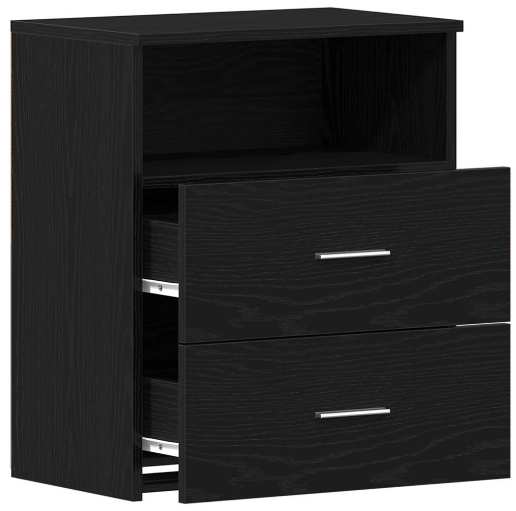 vidaXL Κομοδίνο Μαύρο Δρυς 50x32x60εκ Επεξεργασμένο Ξύλο