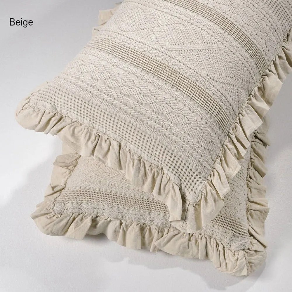 Μαξιλαροθήκη Διακοσμητική Με Βολάν 454 Beige Down Town 40Χ60 100% Cotton