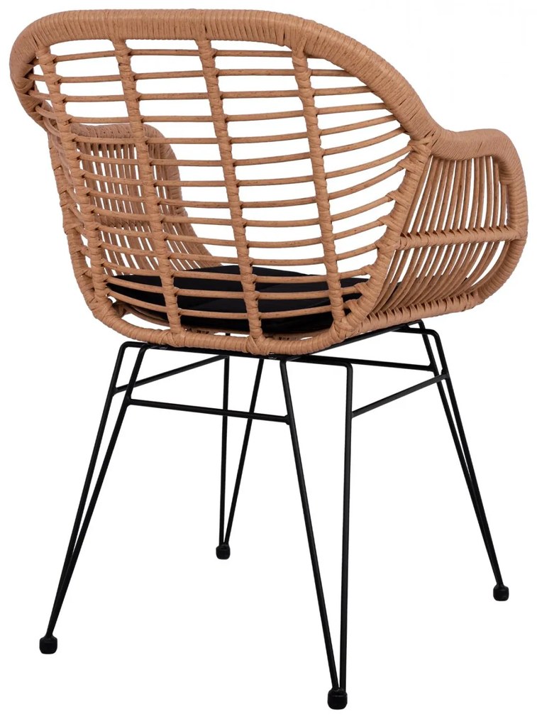 Καρέκλα - Πολυθρόνα ALLEGRA C5450 Μεταλλική με Wicker Μπέζ και Μαξιλάρι 57,5x59x81Υ εκ. 57.5x59x81 εκ.