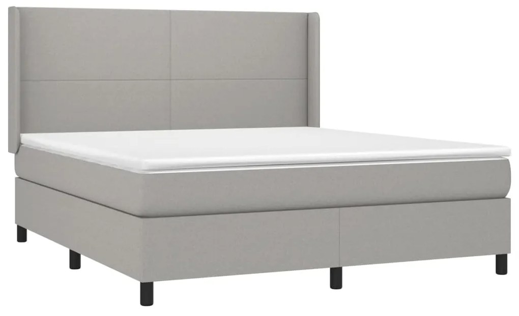 Κρεβάτι Boxspring με Στρώμα Ανοιχτό Γκρι 180x200 εκ. Υφασμάτινο - Γκρι