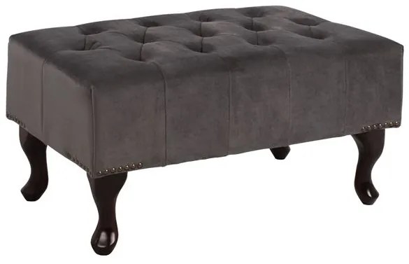 ΤΑΜΠΟΥΡΕ T.CHESTERFIELD EMMA HM226.10 ΓΚΡΙ ΒΕΛΟΥΔΟ-ΠΟΔΙΑ ΣΕ ΣΚΟΥΡΟ ΚΑΦΕ 78x46x40Yεκ