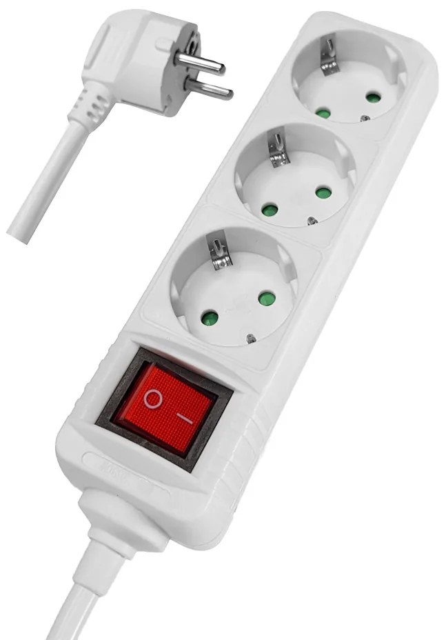 POWERTECH πολύπριζο PT-873, 3x schuko, 16A, 1.5m, λευκό