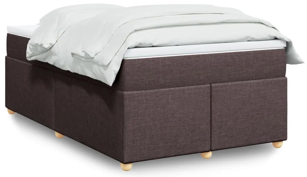 vidaXL Κρεβάτι Boxspring με Στρώμα Σκούρο Καφέ 120x200 εκ. Υφασμάτινο