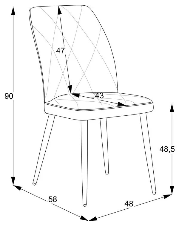 Καρέκλα Vika γκρι ύφασμα-πόδι μαύρο μέταλλο 48x58x90εκ 48x58x90 εκ.