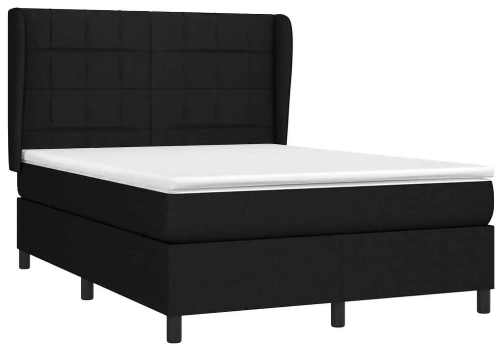 vidaXL Κρεβάτι Boxspring με Στρώμα Μαύρο 140x200 εκ. Υφασμάτινο