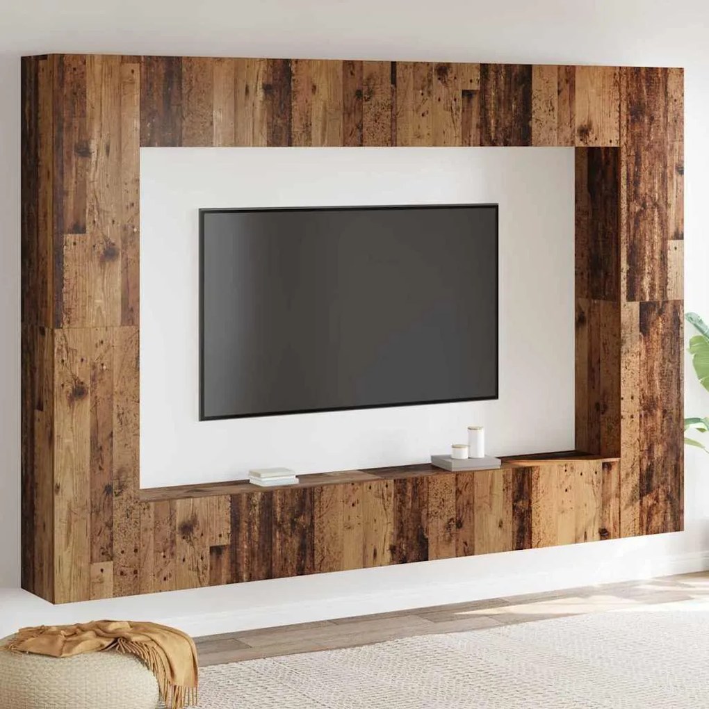 vidaXL Σετ επίπλου τηλεόρασης 8 pcs Παλαιό ξύλο 100 x 30 x 30 cm