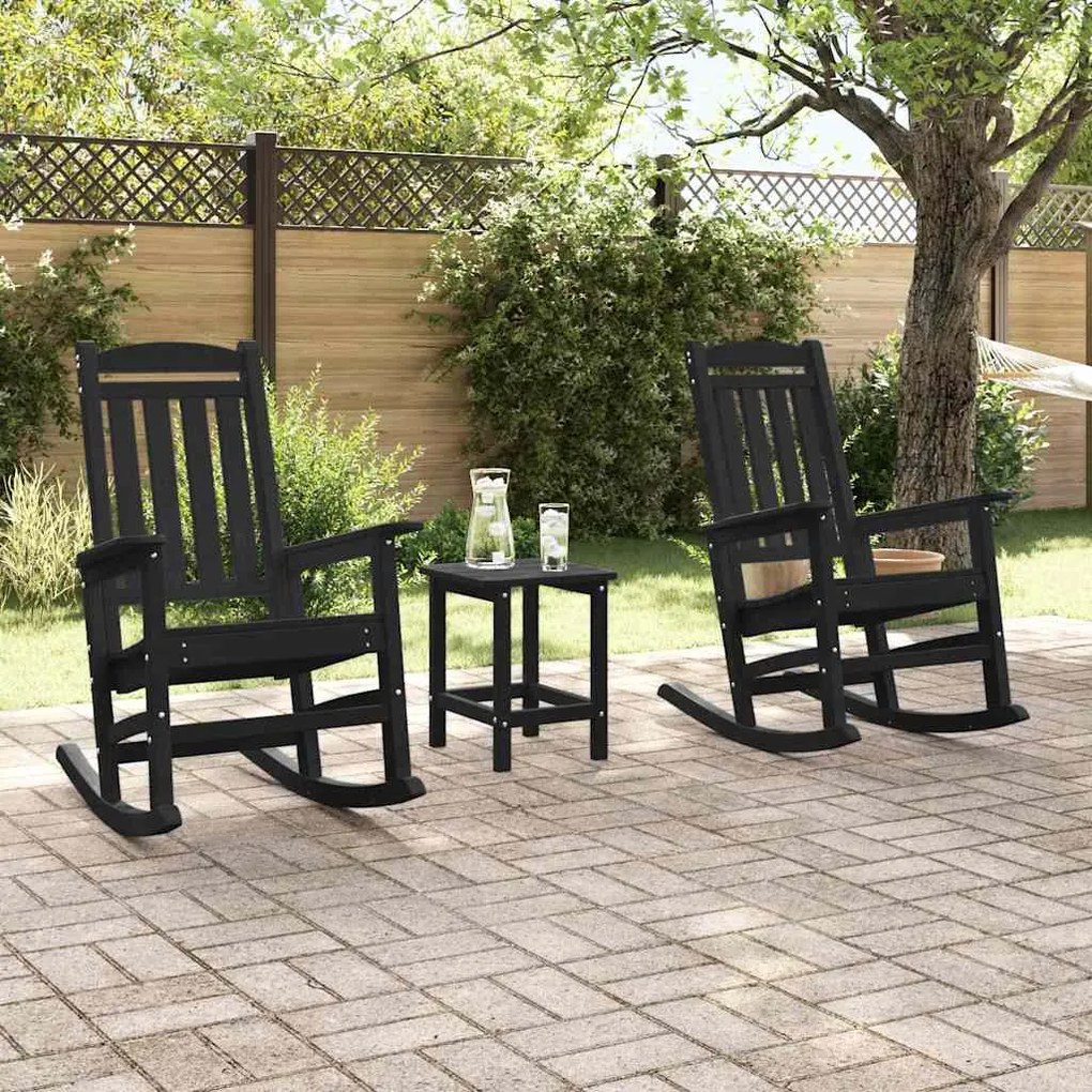vidaXL Κουνιστή Καρέκλα Κήπου 2 pcs Μαύρο 70 x 92 x 108 εκ. Πλαστικό