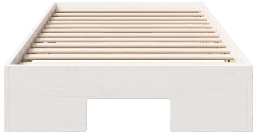 vidaXL Κρεβάτι δαπέδου Λευκό 90 x 190 cm Μασίφ ξύλο πεύκου
