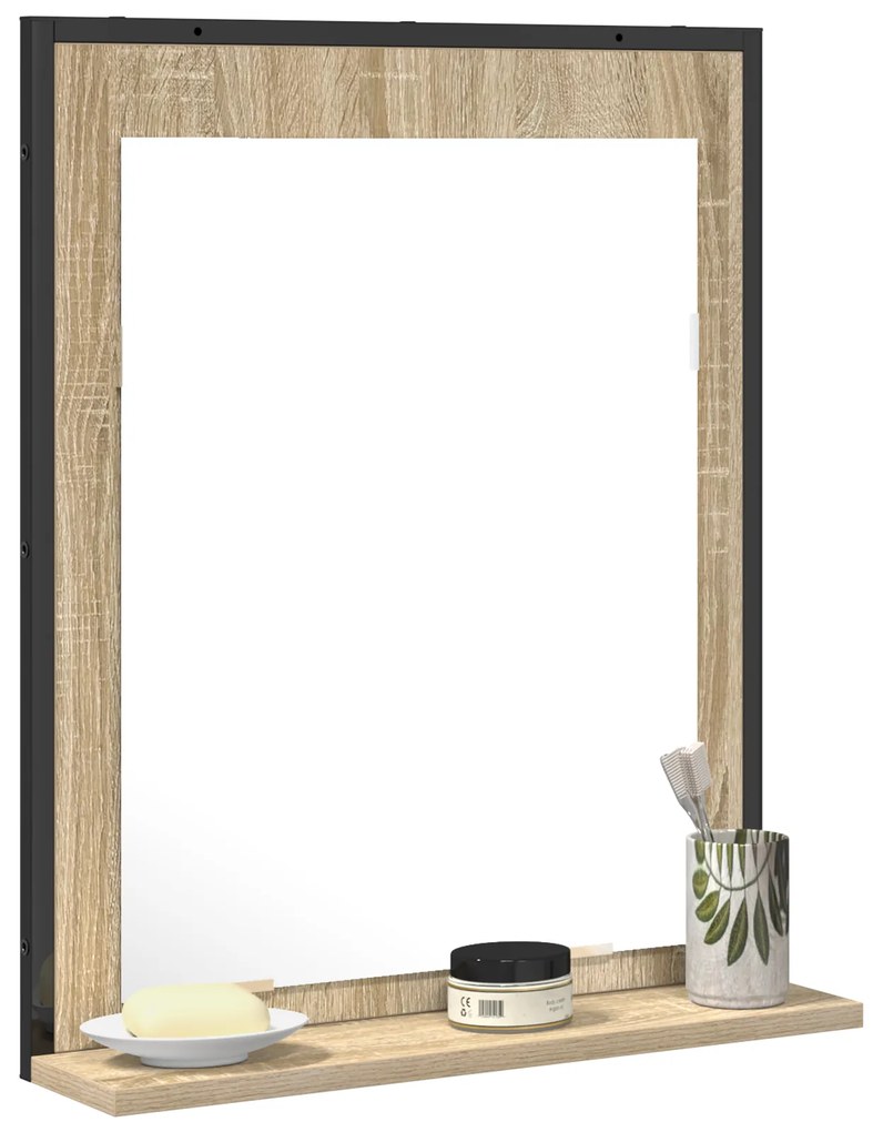 vidaXL Καθρέφτης μπάνιου  με ράφι Sonoma Oak 50x12x60 εκ. Επεξεργασμένο ξύλο