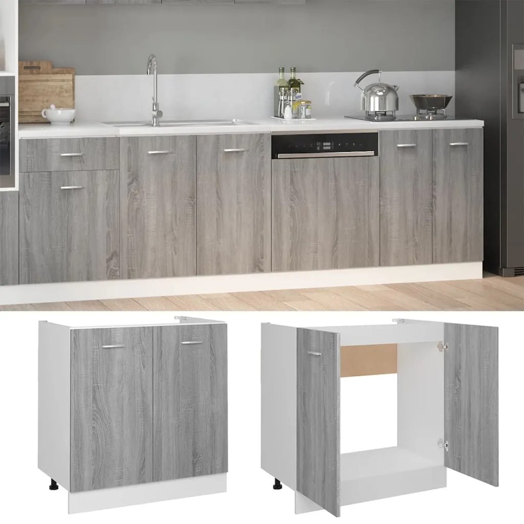 vidaXL Ντουλάπι Νιπτήρα "Lyon" Γκρι Sonoma 80x46x81,5 εκ. από Τεχνητό Ξύλο