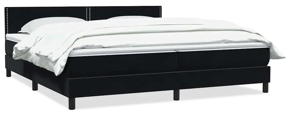 Κρεβάτι Boxspring με Στρώμα Μαύρο 200x210 εκ. Βελούδινο - Μαύρο