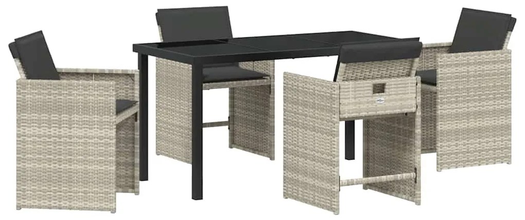 vidaXL Σέτ φαγητού για κήπο με μαξιλάρι 5 pcs Ανοιχτό γκρι Πολυ ράταν