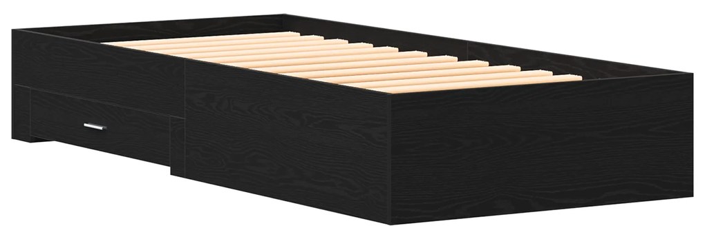 vidaXL Κρεβάτι Μαυρο Δρυς 100x200 εκ Επεξεργασμένο Ξύλο