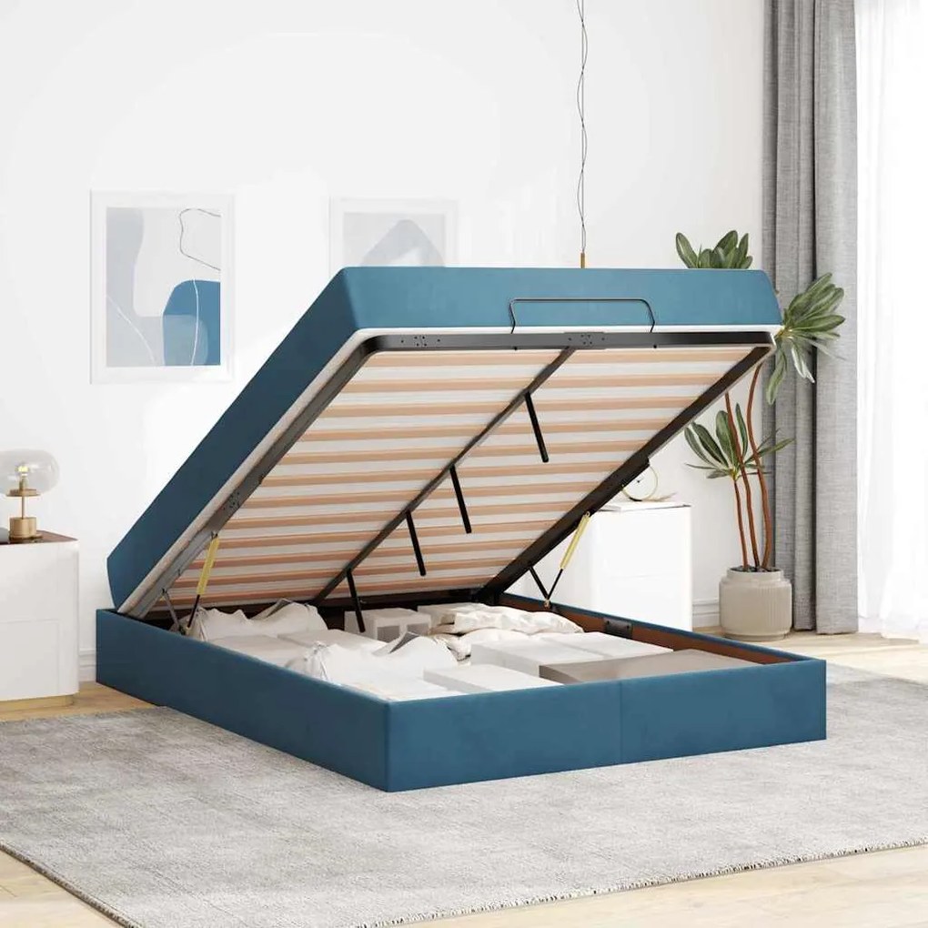 vidaXL Σκελετός Κρεβατιού Άλλο Μπλε 160 x 200 cm Βελούδο