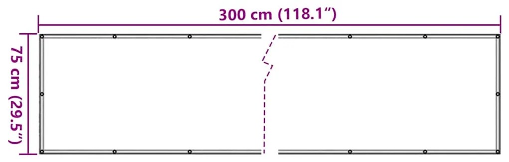 vidaXL Περίφραξη Μπαλκονιού Σχέδιο Ledge Stone Γκρι 300x75 εκ. PVC